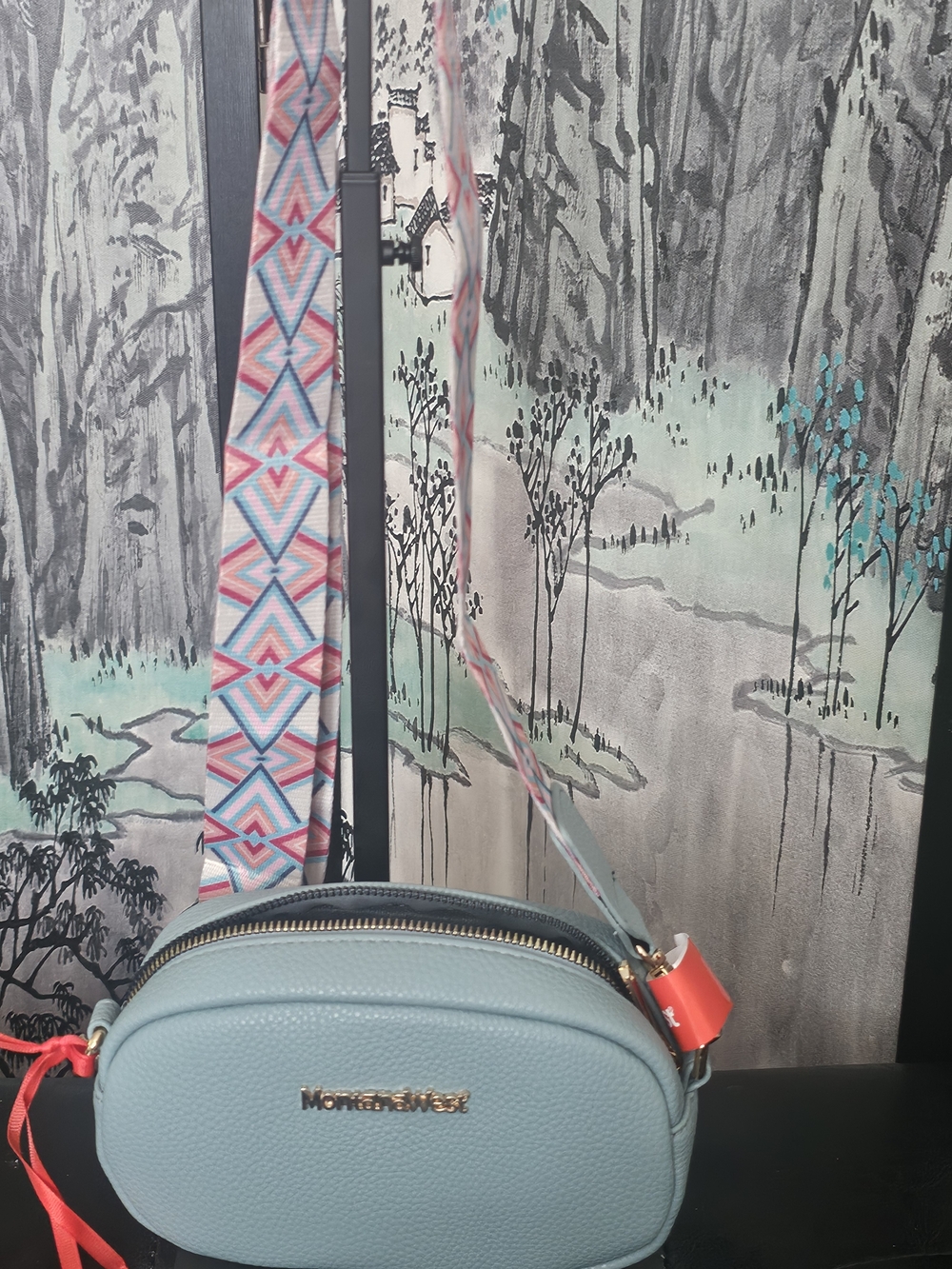 Montana West Blue Crossbody Bag with Patterned Strap - Picture 7 of 7